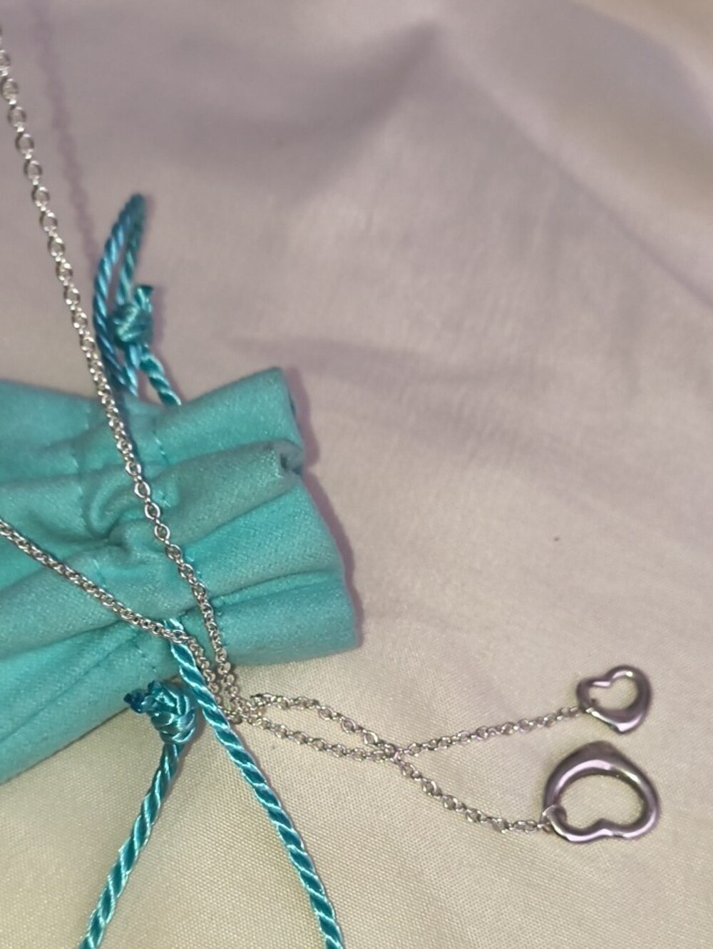 Tiffany & Co. Silver Lariat Necklace with Open Heart Accents - Blue Pouch - Picture 15 of 17